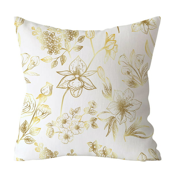 Gold Plant Printed Polyester Pillow Case Cover Sofa Cushion Cover Home Decor 